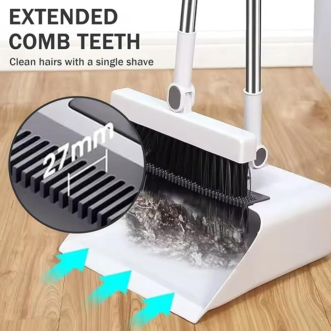 3-in-1 Broom with Dustpan Combo Set Foldable and Rotating Broom and Dustpan Set with Long Handle for Home Office School Dorm with Combo, and, and Dustpa