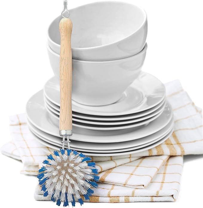 HIC Kitchen Dish Washing Vegetable Scrub Brush, Non-Scratch Nylon Bristles