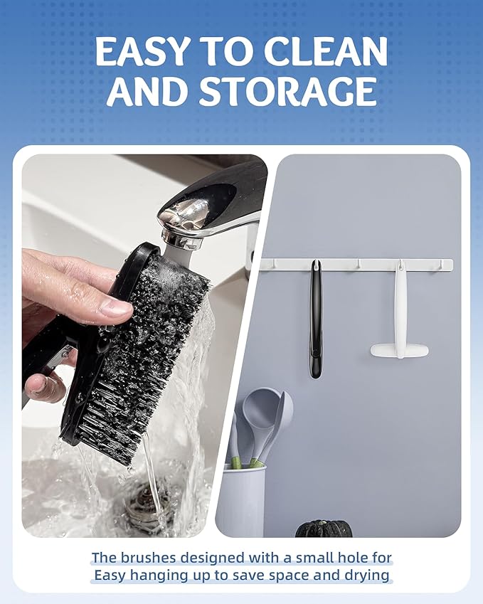 360 Degree Rotating Crevice Cleaning Brush- Household Hard Bristle Cleaning Brush, Multifunctional Bathroom Cleaning Tools for Kitchen Sink, Window, Tile, Toilet Seat (1, Black)
