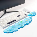 Gel Keyboard and Mouse Wrist Rest Set – Clear Blue Cloud Wrist Rest for Computer Keyboard 60%/68%/75%, Comfort & Support for Typing and Gaming