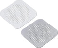 Drain Hair Catcher Square Silicone Trap Shower Drain Cover with Suction Cups for Bathroom Bathtub Kitchen Filter Flat Strainer, 2 Pack