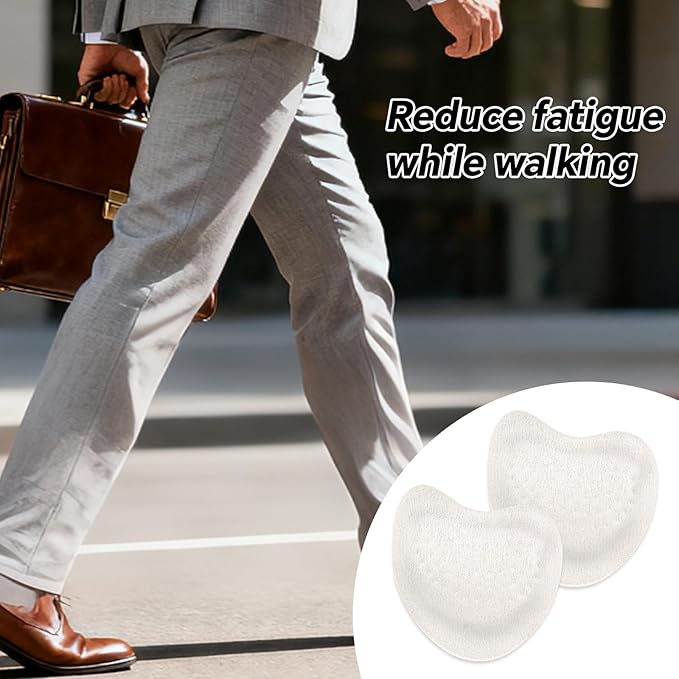 2 Pairs Metatarsal Pads, Breathable Ball of Foot Cushions Microfiber Leather and Sponge Forefoot Support Pads for Women Men Heels All-Day Comfort