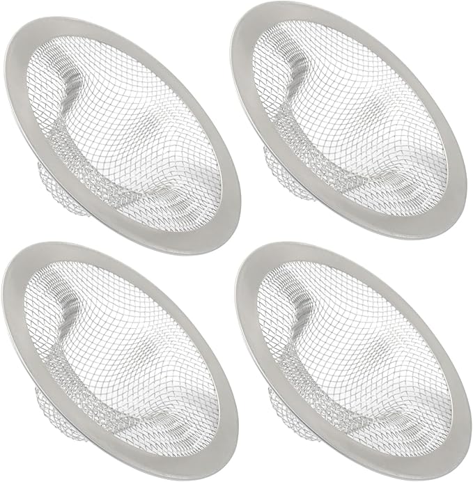 4 Pack Heavy Duty Stainless Steel Kitchen Sink Strainer, 2.75" Top / 1" Mesh Slop Basket Filter Trap, Utility Drain Hole for Kitchen Sink/Bathroom Bathtub Wash basin Floor drain Balcony