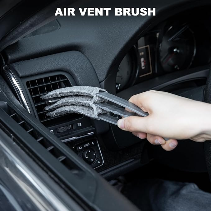 THINKWORK Car Interior Cleaning Kit, Car Duster Interior Detail Brush, Including 6Pcs Car Detailing Brush Set, Complete Auto Accessories for Women Men Gift