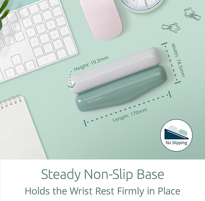 Kensington Duo Gel Mountain Mouse Wrist Rest Support Cushion for Mice & Trackballs, Ergonomic Mouse Wrist Support for Pain Relief, Comfortable Non-Skid Gel, Green 6.69" x 3.09" x 0.76" K62827WW