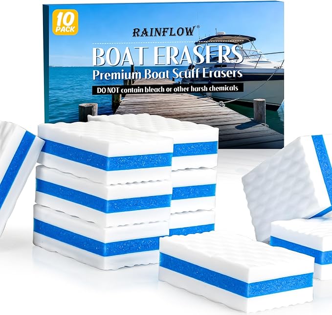 10PCS Boat Scuff Erasers - RAINFLOW Boat Wipes Boat Accessories for Women and Men Magic Cleaning Sponge for Cleaning Pads Supplies Boat Interior Cleaner Thicken Premium Magic Sponge Gifts