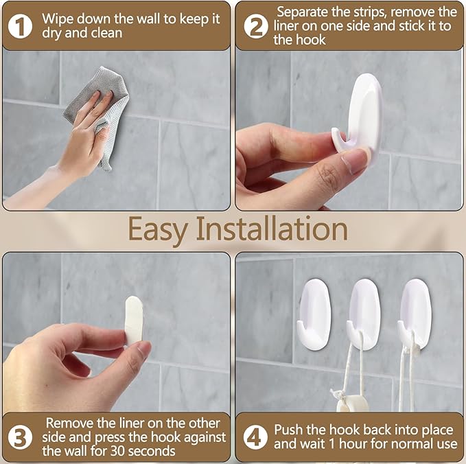 6 Pack Small Utility Hooks, Holds up to 1.5 lb, Damage Free Hanging Hooks Removable Wall Hooks Self Adhesive Hooks, Heavy Duty Sticky Hooks for Hanging Garland Hat Key Coat Wreath Towel