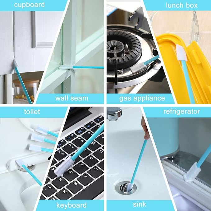 Sieral Disposable Crevice Cleaning Brushes Bulk Disposable Crevice Cleaner Tools for Toilet Window Sill Keyboard Car Ac(100 Pcs)