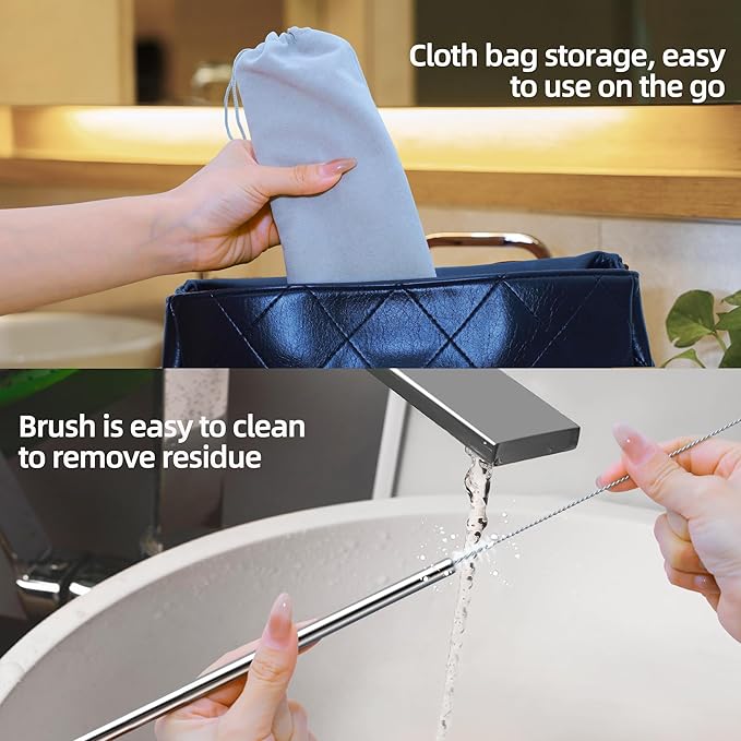 20 30 40 oz Stainless Metal Straws for Stanley Tumbler, 6Pcs Reusable Straight Long Steel Straws with 12 Silicone Tips and 2 Straw Cleaning Brushes (6Color1, 20 30 40oz)