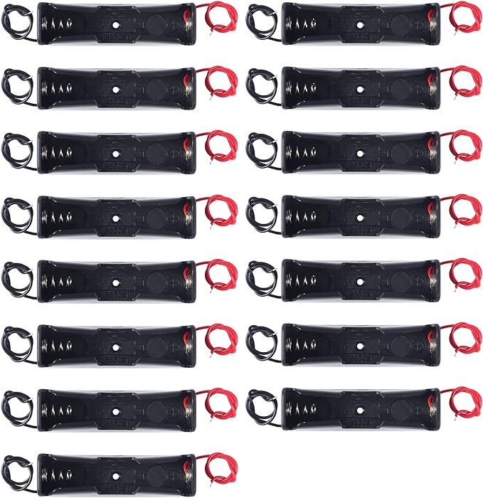 15PCS 18650 Battery Holder Bundle with Wire 18650 Battery Holder Case 3.7V, 1 Slot DIY Battery Storage Boxes, 1 Slot Black Plastic Batteries Case for 18650 Single Battery