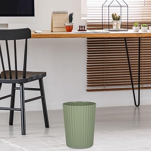 JiatuA Small Trash Can Plastic Wastebasket Round Garbage Container Bin for Bathroom, Kitchen, Bedroom, Home Office, College Dorm, Green 2 Pack