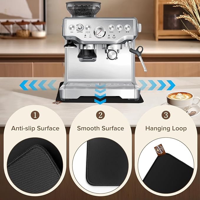 Sliding Mat for Breville Espresso Machine 870XL, Dual-Sided Design, Anti-Slip Glide Mat with Hanging Strap, Easy to Clean, Sturdy Pad for Breville Espresso Machine Accessories, Protects Countertop