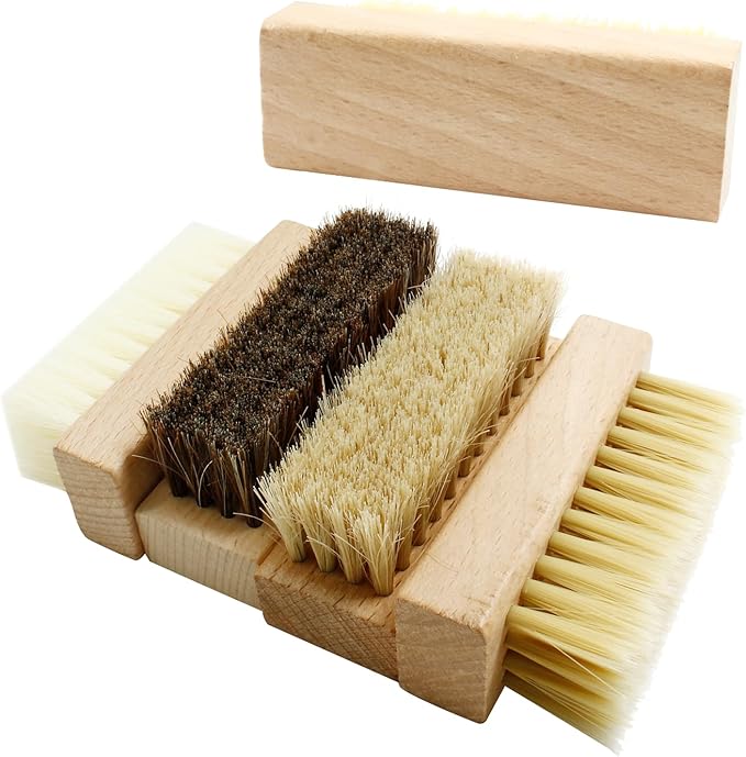4 Pcs Wooden Handheld Shoe Cleaner Brush Set - Nano Silk, PP Silk, Natural Horsehair, Pig Bristle - For Sneakers, Leather Boots, Canvas Shoes