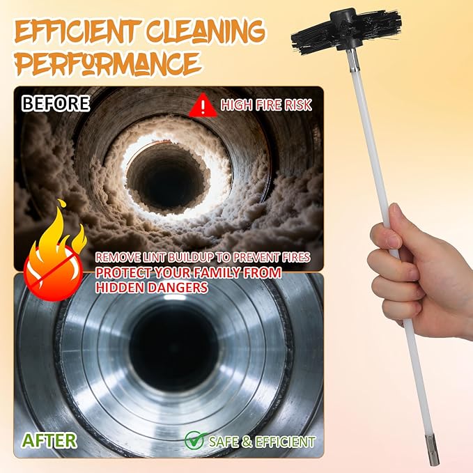 20 Feet Chimney Sweep Brush Kit - 15 Flexible Extendable Rods with Two Sizes Brush Heads for Efficient Fireplace and Stove Maintenance (4/6in)