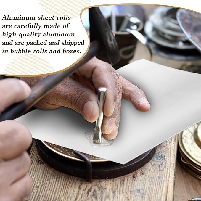 Yaocom 50 Packs Aluminum Metal Crafts DIY Foil 7.8 Inch x 11.8 Inch x 0.07 mm Thick for Art Project Aluminum Flashing Roll Wide Sheet Multipurpose Metal Sheet(Silver)