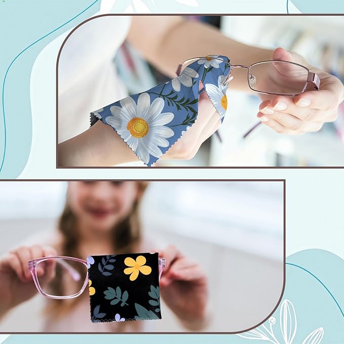 6 PCS Glasses Cleaning Cloth Eyeglass Lens Microfiber Cleaning Cloth Reusable Phone Screens Camera Cute Aesthetic Women Girls(6.3"x6.3")-Green Blue