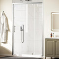 WinZo 47-48" W ×72" H Pivot Shower Door, 1/4"(6mm) SGCC Clear Tempered Glass Shower Door with Explosion Film, Nano Easy-Clean Coating, Reversible Installation, Brushed Nickel