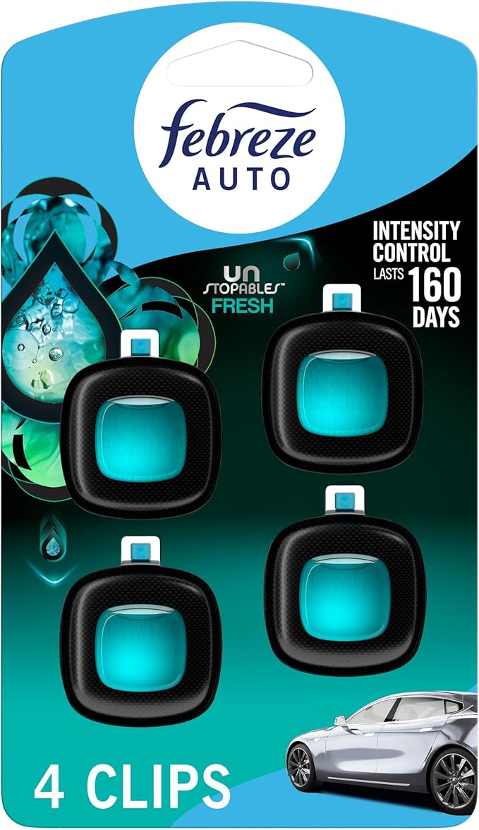 Unstopables Car Odor-Fighting Car Freshener Vent Clip Fresh Scent, .07 oz. Car Vent Clip, Pack of 4