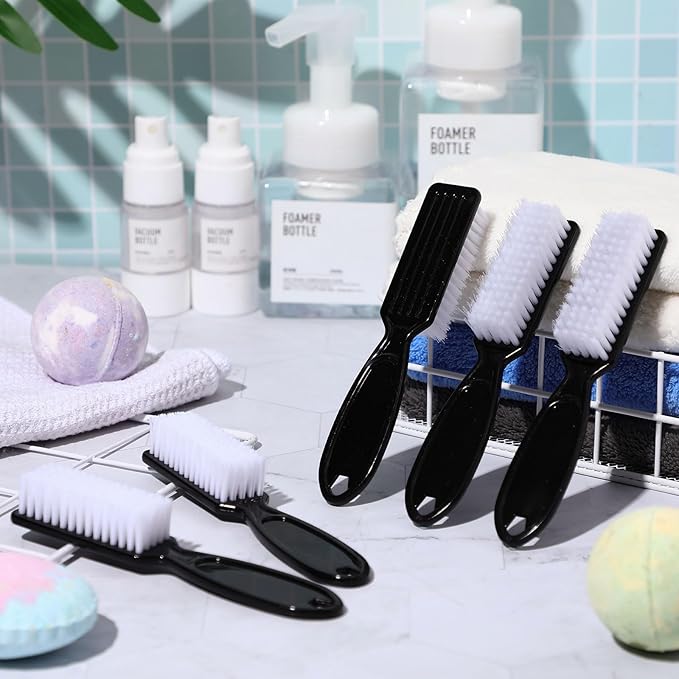 Patelai 200 Pcs Handle Grip Nail Brush Bulk Fingernail Brushes Pedicure Brush for Feet, Toes and Cleaning Fingernail(Black)