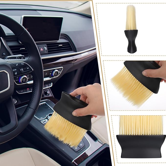 4 PCS Soft Bristle Car Interior Brush, Curved Design Cars Duster Interiors Detail Brushes Car Interior Detailing Brush Cleaning Tool with Cover for Dashboard Interiors Exterior Keyboard Leather