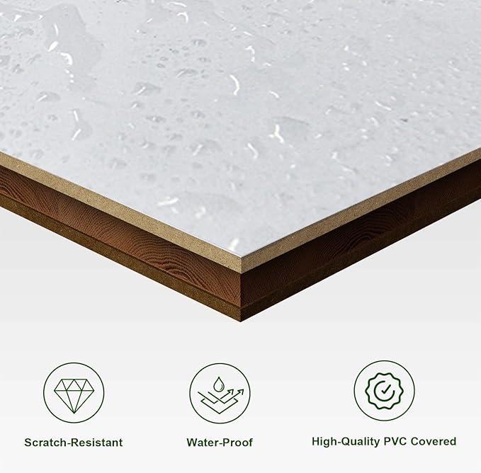 SmartStandard 38in x 84in Sliding Barn Door with 6.6FT Barn Door Hardware Track Kit & Handle, Waterproof PVC Surface, Pre-Drilled Holes Easy to Assemble, White, Solid, MDF, 3 Panel