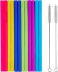 tifanso 14PCS Reusable Silicone Straws with Cleaning Brushes, 10" Flexible Extra Wide Large Jumbo Drinking Straws, Great for for 30oz and 20oz Tumblers Yeti/Rtic and Milkshakes