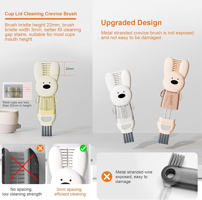 4 in 1 Cup Lid Cleaning Brush, Multifunctional Bottle Cleaning Brush, Cup Crevice Cleaning Tools, Easy to Clean and Storage, Cup Lid Gap Cleaner, Home Kitchen Cleaning Tools - 3Pcs