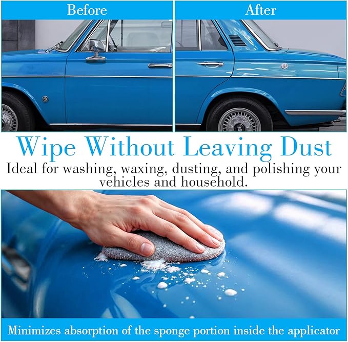 24 Pack Microfiber Applicator Pads Suede Detailing Sponges for Ceramic Coating, Wax & Spray Application on Cars, Trucks, RVs, SUVs, Metal & Plastic Trim Surfaces