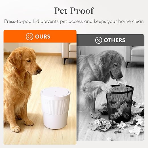 Lifewit Trash Can with Pop-Up Lid, 2.6gal Small Hidden Garbage Can with Decorative Faux Plant, Dog Proof Plastic Waste Basket for Bedroom, Office, Living Room, Kitchen, Bathroom