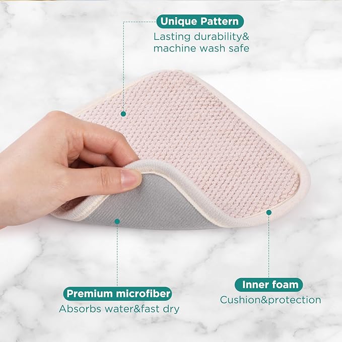 Microfiber Dish Drying Mat, Super Absorbent Kitchen Dish Drying Pad for Easter Day, Reversible Gift Mats for Countertop, 7 * 7 inch Beige