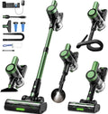 Cordless Vacuum Cleaner, 58Kpa Vacuum Cleaners for Home, 55Mins Stick Vacuum with Self-Standing & LED Display, Anti-Tangle & Wall Mount Charging (Green)