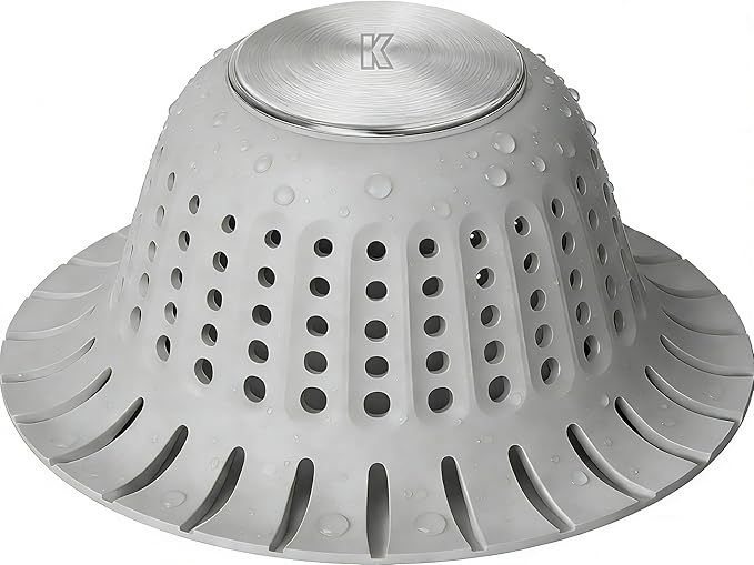 Hair Catcher Shower Drain,Bathtub Drain Hair Catcher, Covering Bathroom Sink Drain Strainer, Bathtub Protector for Pop-Up & Flat Bath Tub Drain Stoppers,Hair Trap for Shower Drain Effectively (Grey)