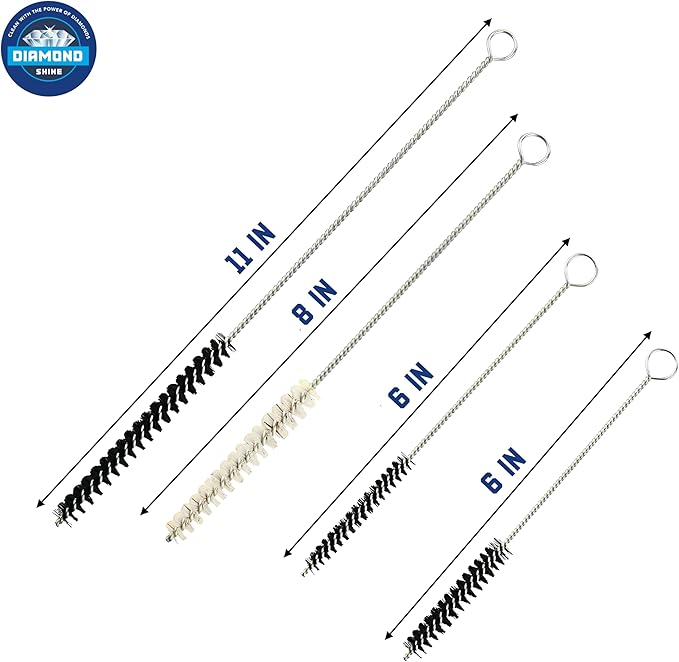 17 Piece Nylon Mini Cleaning Brush Set - Metal Straws, Airbrush, Spray Gun, Humming Bird Feeders, Coffee Machine, Tubing, Pipe