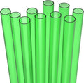 10 EXTRA WIDE Long Reusable Hard Plastic Drinking Straws + Cleaning Brush - Fat Thick Large Jumbo Straws for Smoothies and Milkshakes - Green - Dishwasher Safe BPA Free