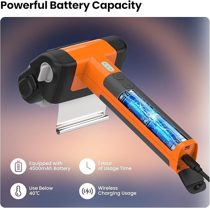 Electric Grill Brush, Cordless Electric Rotary Grill Cleaner with Reinforced Wire Bristles, Detachable Head and LED Light for Outdoor BBQ Grill Grate