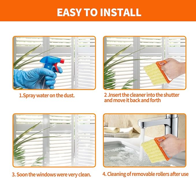 6 Pcs Window Venetian Blind Cleaner Duster Tool, Microfiber 6 Finger Duster Brush for Cleaning Window Shutters, Air Conditioner, Wood & Vinyl Blinds, Includes 6 Cloth Covers