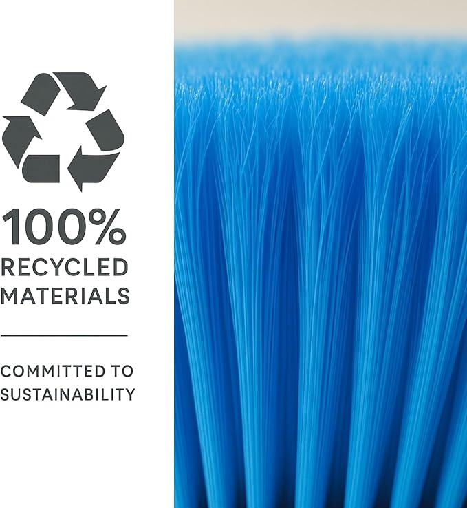 Aria Blue Broom Head – 13” Sweeping Surface – Heavy-Duty Soft Bristles with Flagged Magnetic Effect – Universal Thread – Recycled PP – Deep Indoor/Outdoor Sweeper(Blue, ARIA)