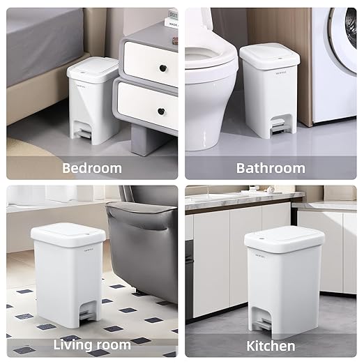 MOPALL 16.5L/4.4Gal Bathroom Trash Can with Lid Soft Close, Slim Trash Can with Pop-Up Lid & Step On Foot Pedal, Garbage Can Waste Bin Trash Bin Wastebasket for Home Kitchen Garage Apartment Office RV