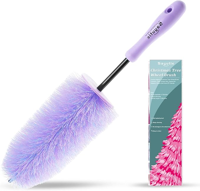 Wheel Cleaning Brush Hub Clean Tool and Rim Detailing Brush with Soft Bristles,Safe On All Wheel Types,Multipurpose Use for Wheels,Rims,Exhaust Tips,Car,Motorcycles,Truck (Purple)