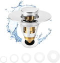 Fransiton Bathroom Sink Drain Stopper, 1.1-1.77 Inch Basin Pop Up Sink Drain Stopper, Anti Clogging Drain Plug with Detachable Hair Catcher, Chrome Plated