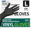 Vinyl Disposable Exam Gloves, Black 4Mil Powder-Free Latex-Free Medical Food Safe Cooking Cleaning Glove 100 &1000Ct