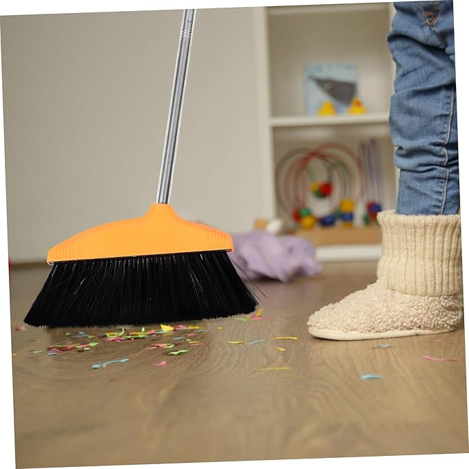 Cabilock Soft Bristle Indoor Outdoor Cleaning Broom with Metal Handle Efficient Dust Hair Sweeping Tool for Home Kitchen Office Wide Angle Design for Quick Cleanup