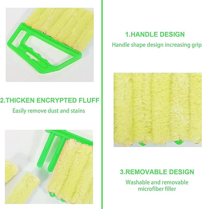 2 Pcs Washable Window Blind Cleaner - Hand-Held Mini Duster Brush for Wood Blinds, Venetian Shades & Air Conditioner Duster