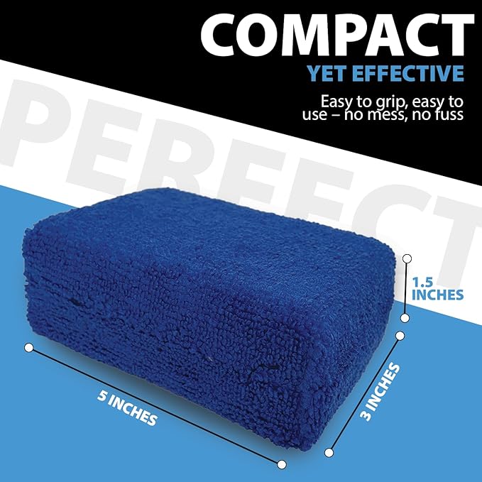Microfiber Applicator Pad (5" X 3") (Pack of 8) Rectangle Microfiber Applicator Sponges Lint Free Soft Polishing Pads Car Wax Applicator for Detailing and Buffing - Blue