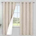 YoungsTex Oatmeal Linen 100% Blackout Curtains 68 Inch Length for Bedroom, Full Room Darkening Thermal Insulated Drapes with Grommet Heat Blocking for Short Living Room, 2 Panels, 52 X 68 Inch