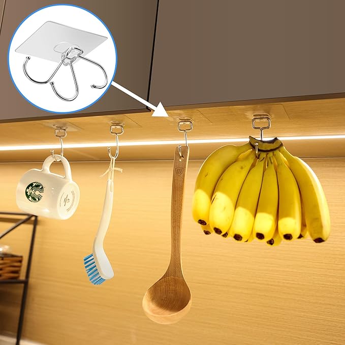 Antimbee All-Purpose Large Adhesive Hooks, 20-Pack Wreath Hangers, Heavy Duty Hooks 37 lb(Max), Adhesive Wall Hanger fit Home, Bathroom, Kitchen, Office and Outdoor
