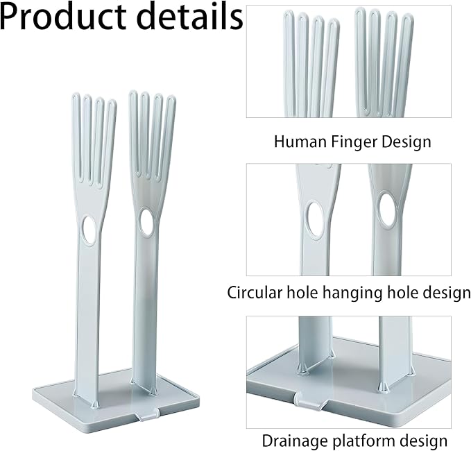 Kitchen Glove Holder Stand Dryer Rack Reusable Plastic Mitten Drying Organizer for Dishwashing Rubber Gloves Towel Storage Sink Holder Multi-Functional Cleaning Tool, Blue