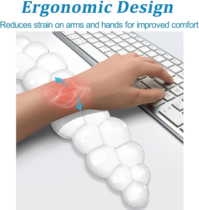 Gel Cloud Wrist Rest for Keyboard and Mouse, Clear Cloud Keyboard Wrist Rest Set, Ergonomic Cloud Wrist Support for Typing Pain Relief, Cute Wrist Pad for Office, Gaming, Computer, Laptop