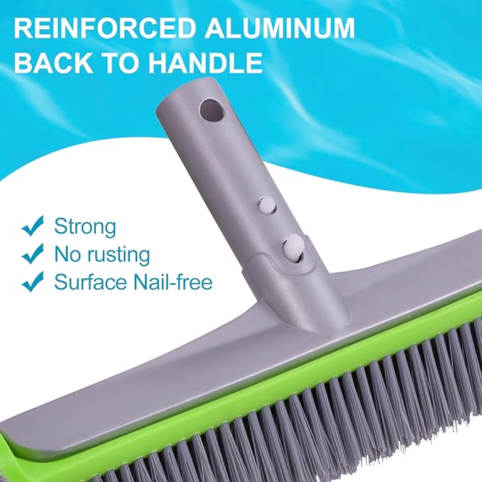 Sepetrel Pool Brush Head for Cleaning Walls,Heavy Duty Inground / Above Ground Swimming Pool Round Scrub Brushes with Premium Strong Bristle & Reinforced Aluminium Back,Grey