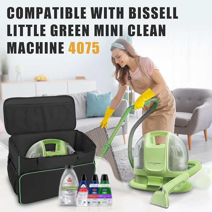 Carrying Case for BISSELL Little Green Mini Clean Machine 4075, Large Storage Organizer Bag for Carpet Cleaner Attachments, Tools & Solution, Black (Bag Only)